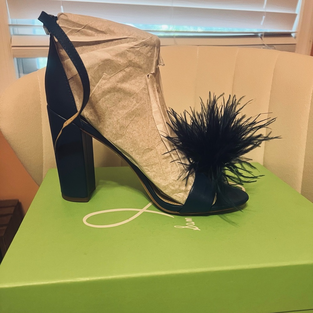 Sam Edelman Blue Feathered Heels